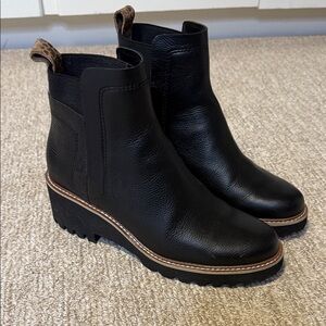 Dolce Vita Black Ankle Boots with Leopard Detail